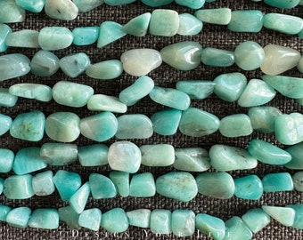Natural Amazonite nugget beads on a strand from 6 mm to 8 mm - strand length approx. 38-40 cm - natural stone gemstone beads for jewelry making