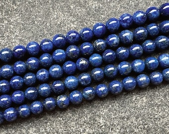 Natürliche seltene Lapislazuli Perlen am Strang in 6mm, 8mm & 10mm, blaue Naturstein Edelstein Perlen zur Herstellung von Schmuck, Armband