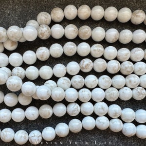 Natural Magnesite Gemstone Beads in 6 mm, 8 mm and 10 mm - Natural Stone Jewelry Beads Gemstone for making bracelets, arm chains