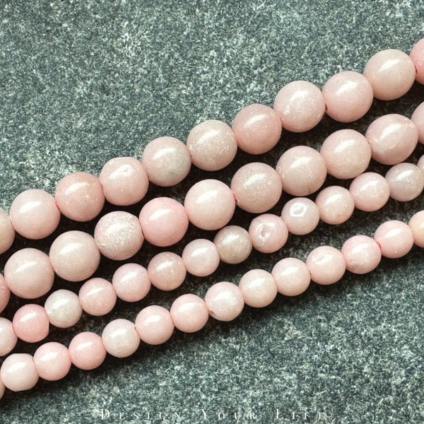 Pink Opal Edelstein Perlen am Strang 6mm, 8mm - Naturstein Perlen - Halbedelstein Perlen zur Schmuckherstellung, Ketten, Armband, Armkette