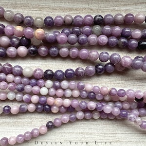 Natural Lepidolite Gemstone Natural Stone Loose Beads 4 mm 6 mm 8 mm Jewelry Beads Gemstone Making of Chain Bracelet Necklace