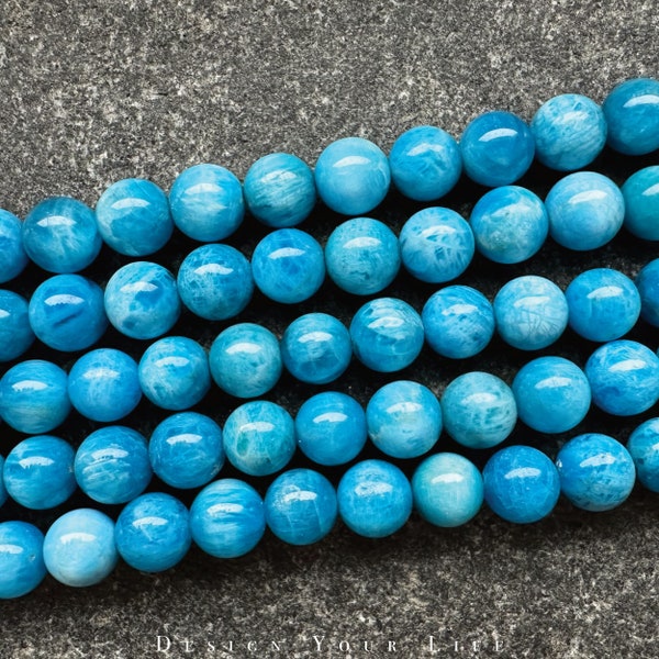 Natural Larimar Apatite gemstone beads on a strand in 6/8/10 mm, high-quality natural stone beads for making jewelry, bracelets, necklaces