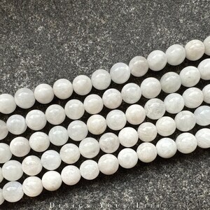 Moonstone opaque beads on a strand - natural stone loose gemstone beads in 6 mm & 8 mm, jewelry beads for making bracelets, necklaces