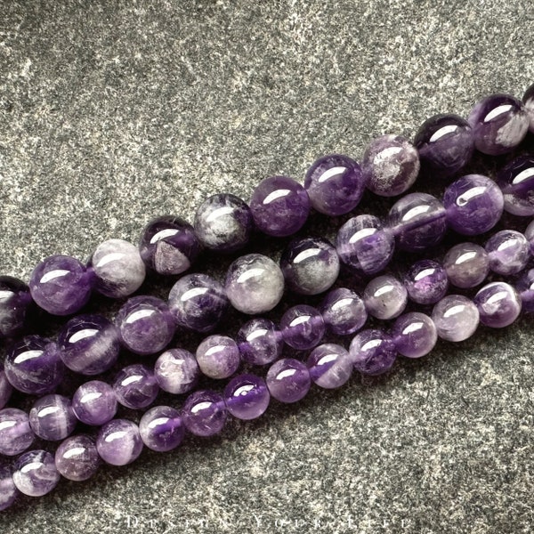 Fancy Amethyst Edelstein Perlen am Strang 4, 6, 8mm violetter Quarz Naturstein Halbedelstein Perlen zur Schmuckherstellung, Ketten, Armband