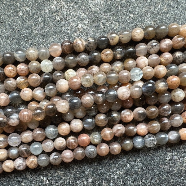 Natürliche schwarze Mondstein Perlen am Strang Edelstein Naturstein, lose Perlen in 4/6/8 & 10mm zur Herstellung von Schmuck, Armband, Kette