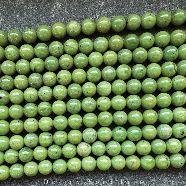 Natürliche hellgrüne Kanadische Jade Edelstein Perlen in 8mm - lose grüne Natursteinperlen, Perlen zur Herstellung von Armband, Armkette