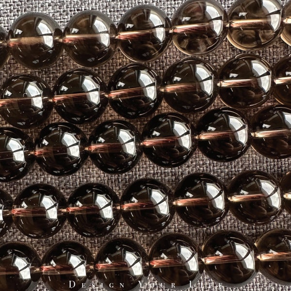 Natürliche Rauchquarz Edelstein Perlen am Strang 4/6/8mm, 10mm & 12mm, Naturstein Halbedelstein Perlen zur Herstellung von Schmuck, Armband