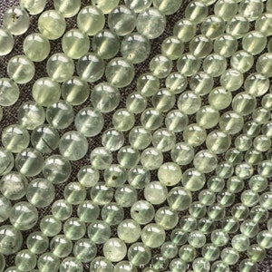 Natural high-quality Prehnite gemstone beads on a strand in 4 mm, 6 mm & 8 mm - green natural stone beads for making jewelry, bracelets