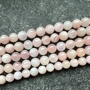 Pink Morganite rare gemstone beads 6 mm, 8 mm - natural stone beads, semi-precious stone jewelry beads for making bracelets, arm chains