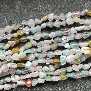 Natural Morganite Nugget Beads on a Strand - Bead Size 6 mm to 8 mm - Strand Length Approx. 38-40 cm