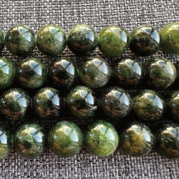 Natural green diopside beads on the strand in 6 mm & 8 mm, loose gemstone natural stone beads jewelry beads for making bracelets, bracelets