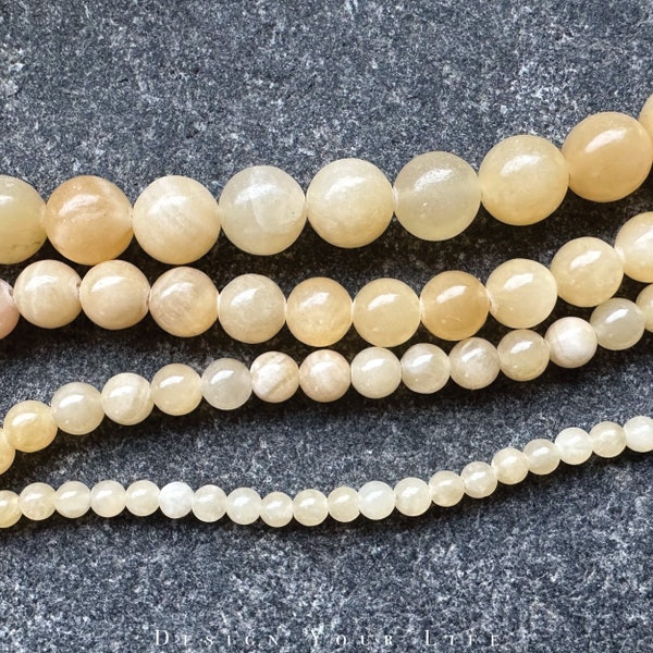 Gelbe Jade Perlen am Strang Edelstein Naturstein - lose Perlen 4/6/8/10mm - Schmuckperlen Schmuckstein Herstellung von Armband Armkette