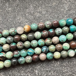 Natural Chrysocoll gemstone beads on a strand, 6 mm 8 mm, loose natural stone beads as a full & half strand for jewelry making