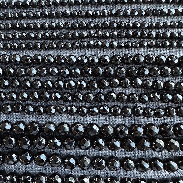 Facettierte Onyx Edelstein Perlen - hochwertige schwarze Achat Perlen in 4mm, 6mm und 8mm - facettierte Perlen zum Herstellen von Schmuck