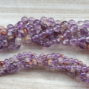 Purple phantom quartz beads on a strand in 4, 6 & 8 mm, quartz gemstone natural stone beads jewelry beads for making bracelets, bracelets