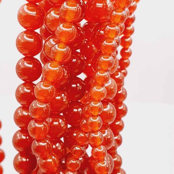 Karneol Edelstein Naturstein - Carnelian lose Perlen 4mm 6mm 8mm - Schmuckperlen Schmuckstein zur Herstellung von Kette Armband Armkette