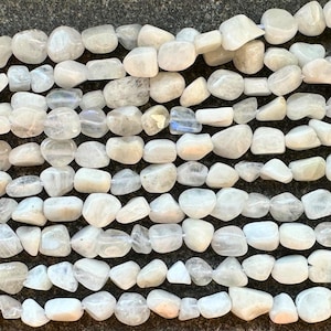 Natural moonstone nugget beads on a strand from 6 mm to 8 mm - strand length approx. 38-40 cm - natural stone gemstone beads for jewelry making