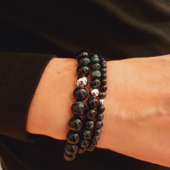 Blaues Tigerauge Armband - Handgefertigter Naturstein Schmuck Unisex