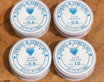 Elastische transparente Perlenschnur von Crystaline - Silikon Nylon Faden Garn Seil Kordel Stretch Schnur 0,4mm / 0,6mm / 0,8mm / 1,0mm