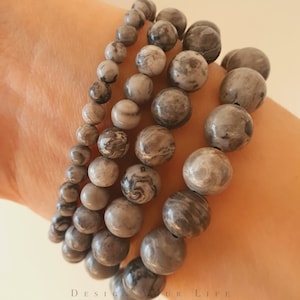 Bracelet Cards Jasper - Pearl bracelet made of natural stone beads, gemstone bracelet 4 mm 6 mm 8 mm 10 mm - gift for women