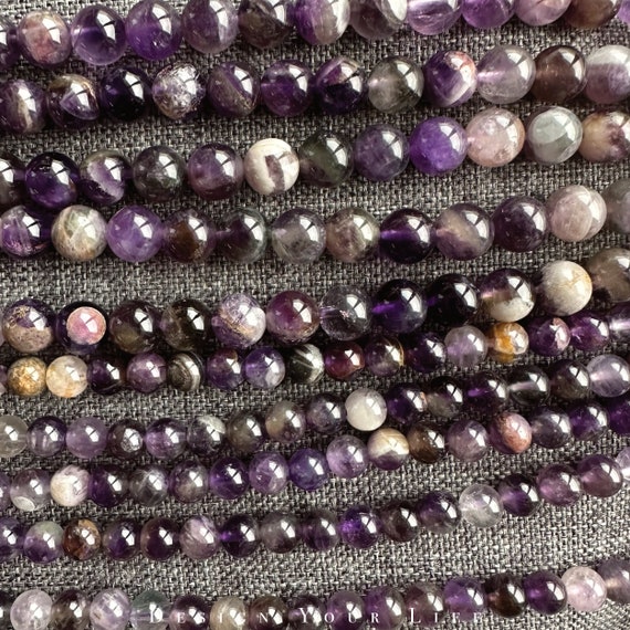 Natürliche Blüten Amethyst Perlen am Strang in 6/8/10mm - lila Edelstein Naturstein Perlen zur Herstellung von Schmuck, Armband, Armkette
