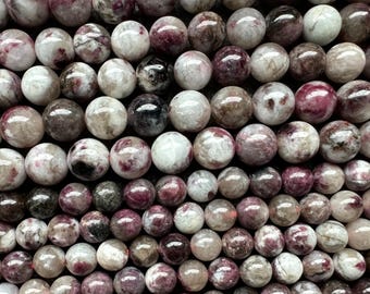 Natural high-quality tourmaline gemstone beads in 4 mm, 6 mm & 8 mm - semi-precious natural stone beads for making jewelry, bracelets