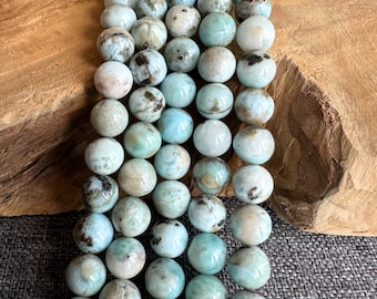 Natural Dominican Larimar beads on a strand in 6 mm & 8 mm - natural stone gemstone beads for making jewelry, bracelets, necklaces