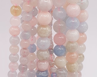 Morganite gemstone beads 4 mm 6 mm 8 mm, natural stone beads semiprecious stone jewelry beads gemstone for making necklaces bracelets arm chains