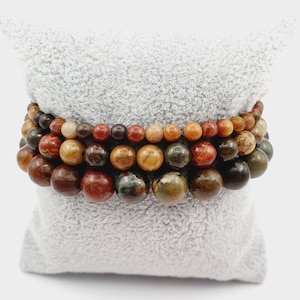 Picasso Jasper Gemstone Beaded Bracelet, Jasper Beaded Bracelet, Bracelet Made of Natural Stone Beads, Pearl Necklace 4 mm 6 mm 8 mm Gifts for Women
