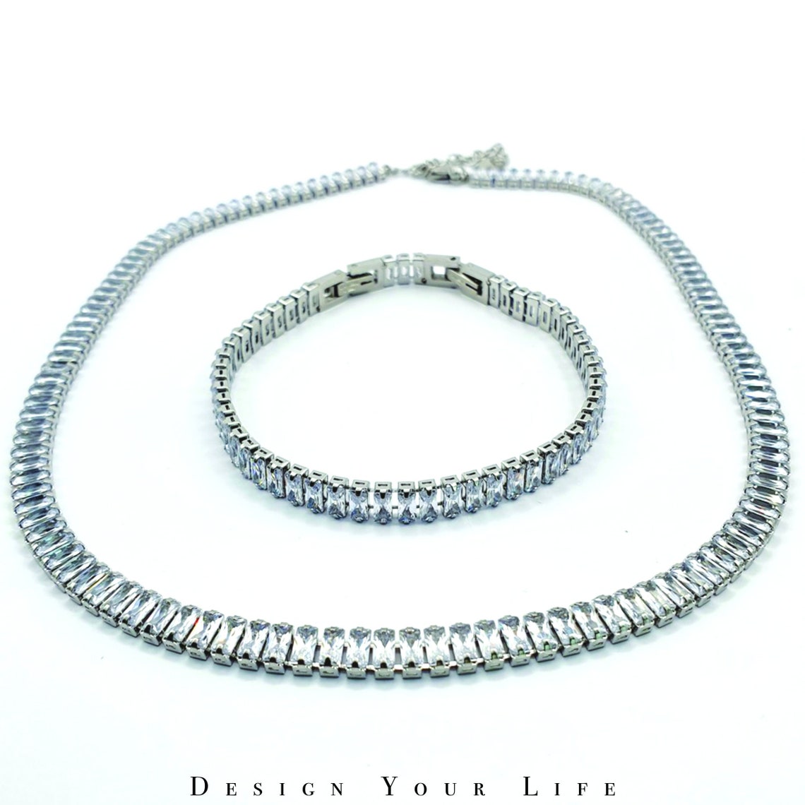 Tennisarmband Tennis Halskette bunt gold silber Armkette Etsy.de