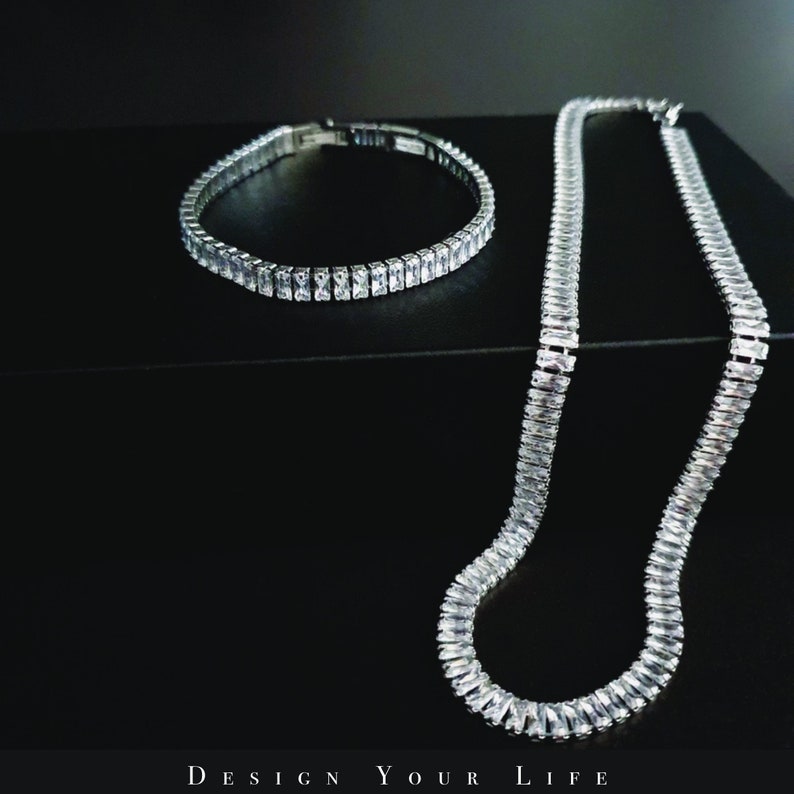 Tennisarmband Tennis Halskette bunt gold silber Armkette Etsy.de