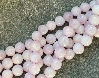 Kunzit Edelstein Perlen am Strang 6mm, 7mm & 8mm - Naturstein Halbedelstein Perlen zur Herstellung von Schmuck, Ketten, Armband, Halsketten