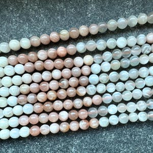 Tri-colored moonstone beads in 6 mm - 3 types of moonstone gemstone natural stone beads for making jewelry, bracelets, necklaces, macrame