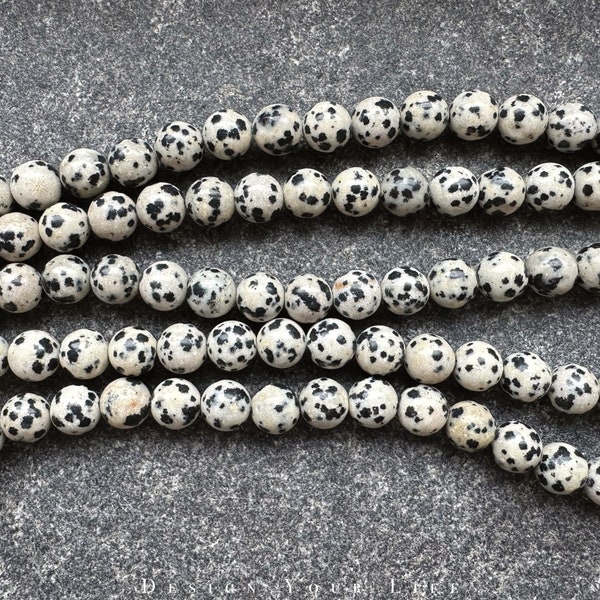 Dalmatiner Jaspis Edelstein Perlen am Strang 4mm, 6mm, 8mm - Naturstein Halbedelstein Perlen zur Herstellung von Schmuck, Ketten, Armband