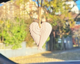 Car Air Freshener, Heart Shaped Wings Car Hanging Diffuser, Car Hanger, Custom Air Freshener, Custom Colored Scented Car Freshies Ornament