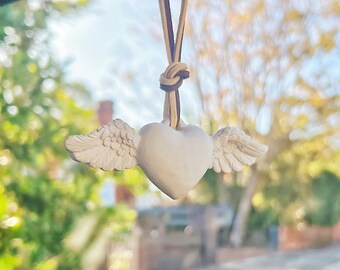 Car Air Freshener, Angel Wings Heart Car Hanging Diffuser, Car Hanger, Custom Air Freshener, Custom Colored Scented Car Freshies Ornament