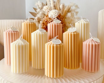 Ribbed Circus Pillar Candle, Scented Column Candle, Soy Wax Candle, Cylinder Candle, Home Décor, Wedding Candle, Handmade Gift, Table Décor