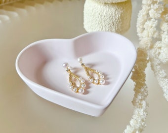 Handmade Small Heart Tray Cute Jewellery Tray Decorative Trinket Dish For Small Items Handmade Dresser Homeware Vanity Décor Key Organizer