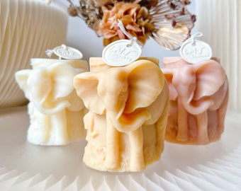 Elephant Shaped Pillar Candle | Scented Natural Soy Decorative Cute Animal Candle | Handmade Home Décor | Birthday Gifts | Baby Shower | LMJ