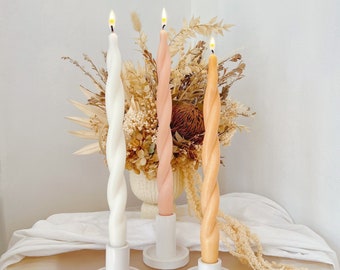 Tall Swirl Taper Candle, Less Drip Unscented Dinner Candle, 7hrs Long Lasting Paraffin-free Candlestick, Home Décor, Wedding Event Candle