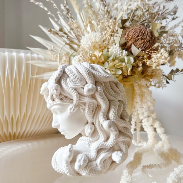 Medusa Bust Home Décor Handmade Greek Mythology Inspired Medusa Head Statue Greek Goddess Figurine Ancient Sculpture Stunning Work of Art