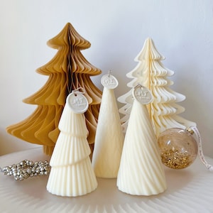 Christmas Tree Candle, Swirl Christmas Candle Tree, Christmas Gift Idea, Christmas Décor, Handmade Scented Soy Candle, Holiday Home Décor, LMJ Candles
