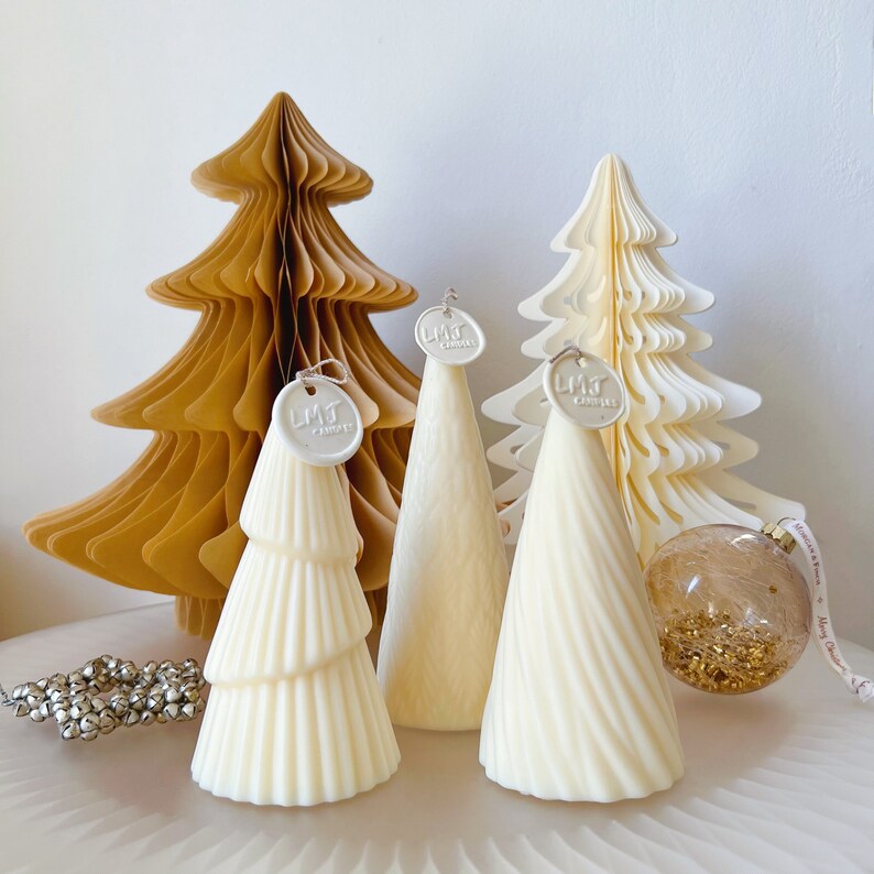 Christmas Tree Candle, Swirl Christmas Candle Tree, Christmas Gift Idea, Christmas Décor, Handmade Scented Soy Candle, Holiday Home Décor, LMJ Candles