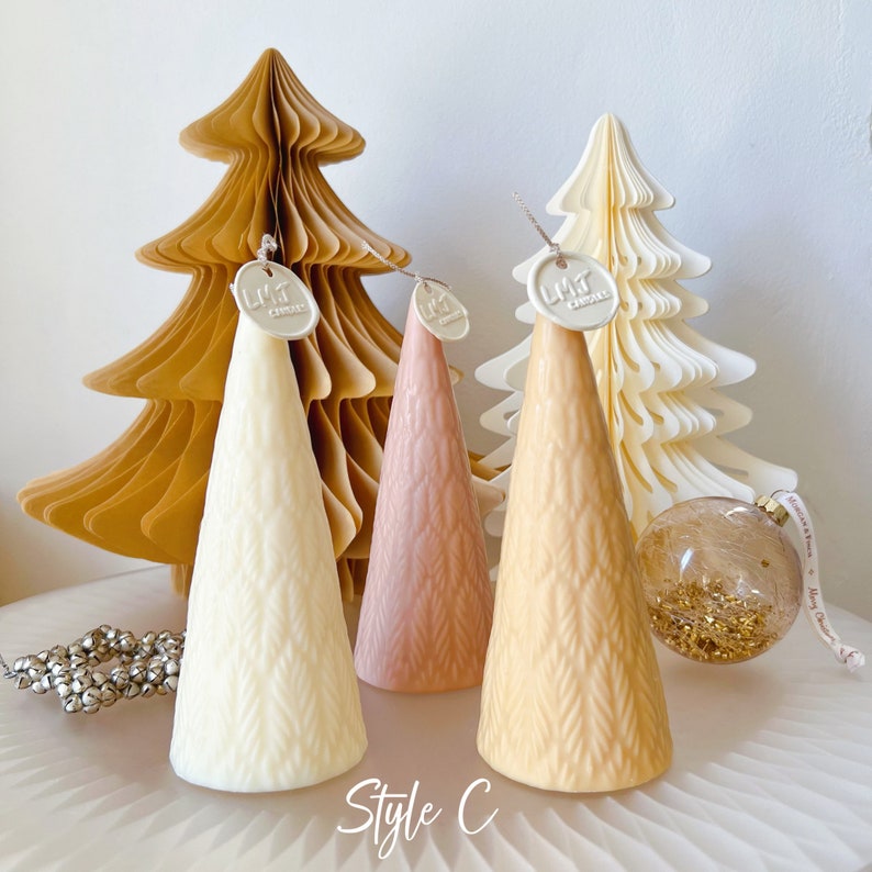 Christmas Tree Candle, Swirl Christmas Candle Tree, Christmas Gift Idea, Christmas Décor, Handmade Scented Soy Candle, Holiday Home Décor, LMJ Candles