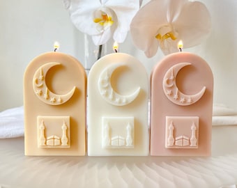 Ramadan Mubarak Arch Candle, Scented Soy Candle for Ramadan & Eid, Handmade Islamic Spiritual Décor, Unique Ramadan Décor, Eid Gift Idea