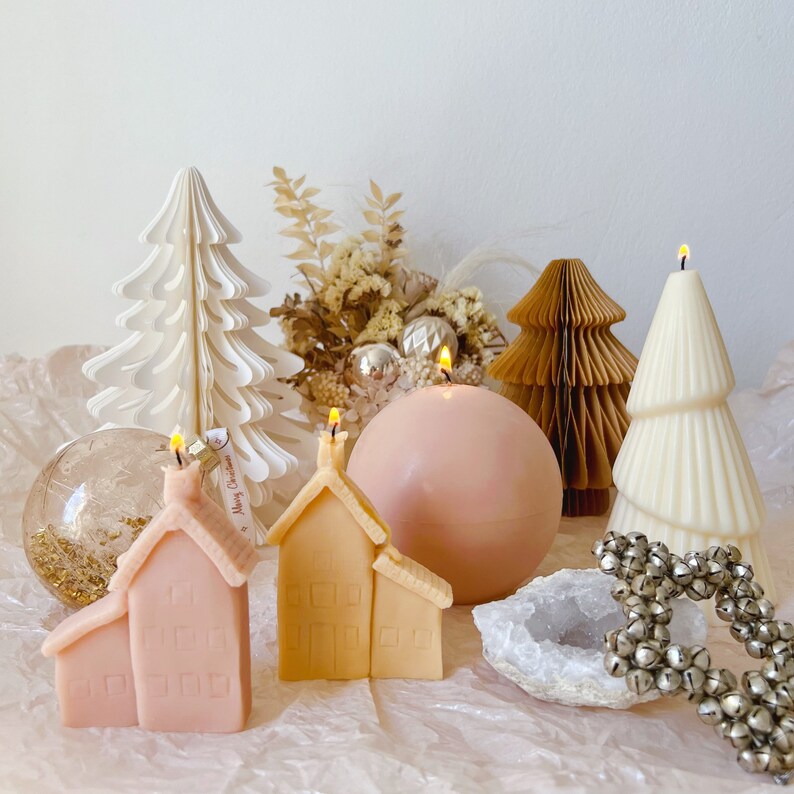 Christmas Tree Candle, Swirl Christmas Candle Tree, Christmas Gift Idea, Christmas Décor, Handmade Scented Soy Candle, Holiday Home Décor, LMJ Candles