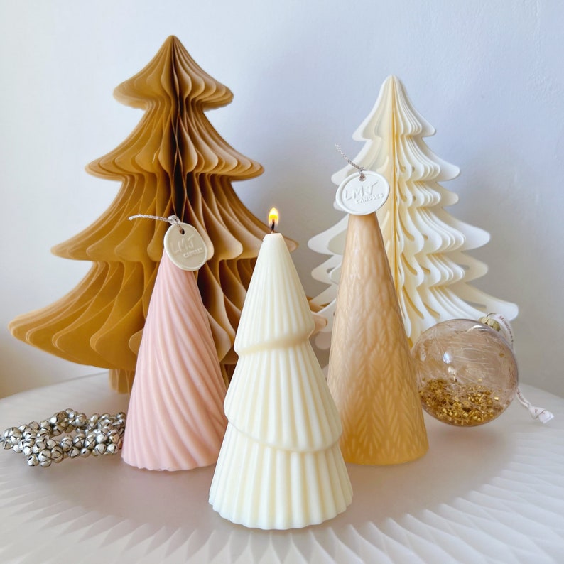 Christmas Tree Candle, Swirl Christmas Candle Tree, Christmas Gift Idea, Christmas Décor, Handmade Scented Soy Candle, Holiday Home Décor, LMJ Candles