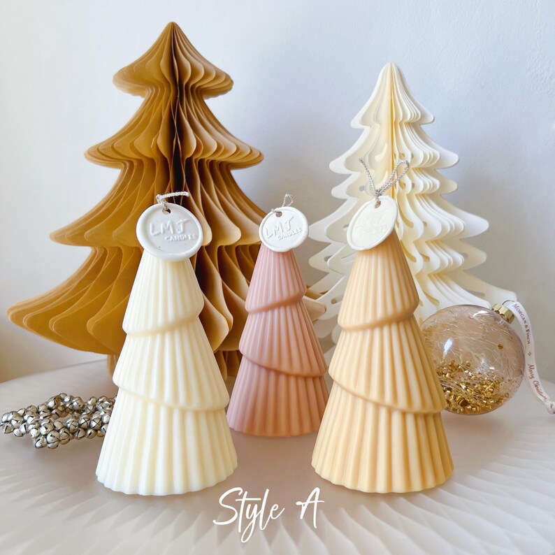 Christmas Tree Candle, Swirl Christmas Candle Tree, Christmas Gift Idea, Christmas Décor, Handmade Scented Soy Candle, Holiday Home Décor, LMJ Candles