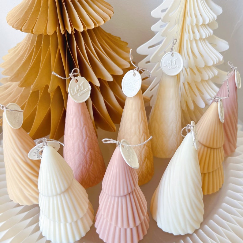 Christmas Tree Candle, Swirl Christmas Candle Tree, Christmas Gift Idea, Christmas Décor, Handmade Scented Soy Candle, Holiday Home Décor, LMJ Candles