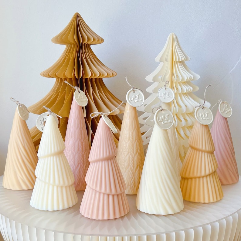Christmas Tree Candle, Swirl Christmas Candle Tree, Christmas Gift Idea, Christmas Décor, Handmade Scented Soy Candle, Holiday Home Décor, LMJ Candles